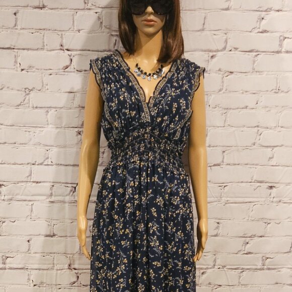 MAX STUDIO, Gorgeous navy blue sleeveless floral maxi dress - Picture 4 of 14